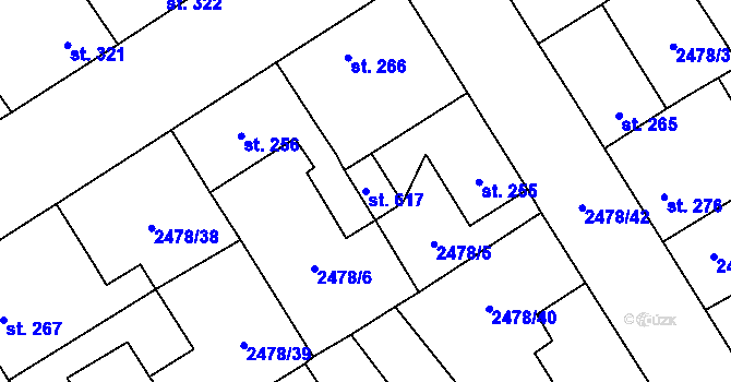 Parcela st. 617 v KÚ Horní Cerekev, Katastrální mapa