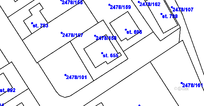 Parcela st. 655 v KÚ Horní Cerekev, Katastrální mapa