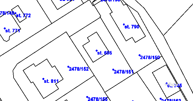 Parcela st. 695 v KÚ Horní Cerekev, Katastrální mapa