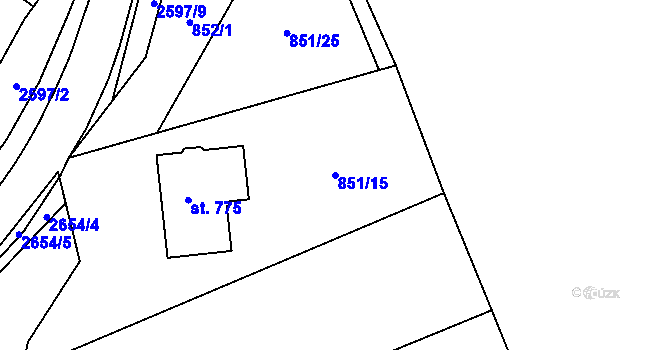 Parcela st. 851/15 v KÚ Horní Cerekev, Katastrální mapa