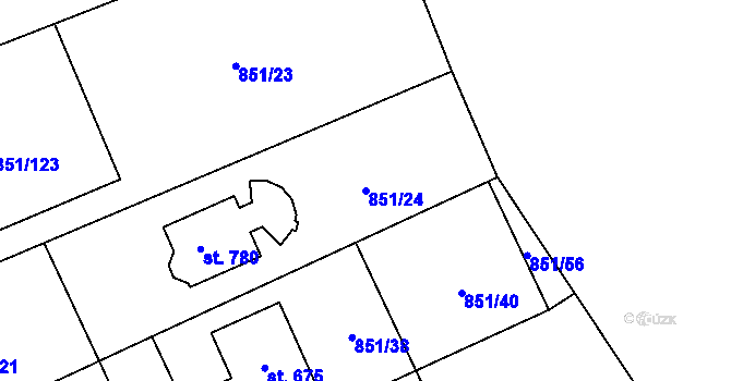 Parcela st. 851/24 v KÚ Horní Cerekev, Katastrální mapa