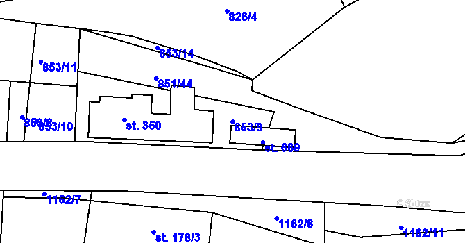 Parcela st. 853/9 v KÚ Horní Cerekev, Katastrální mapa