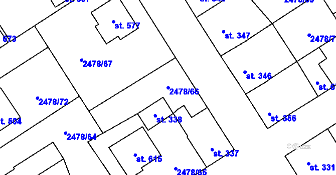 Parcela st. 2478/66 v KÚ Horní Cerekev, Katastrální mapa