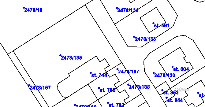 Parcela st. 2478/168 v KÚ Horní Cerekev, Katastrální mapa