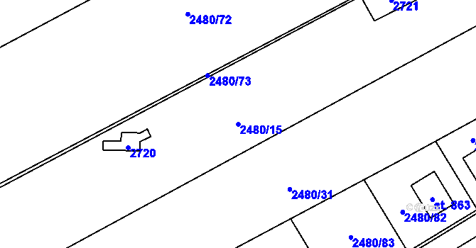 Parcela st. 2480/15 v KÚ Horní Cerekev, Katastrální mapa