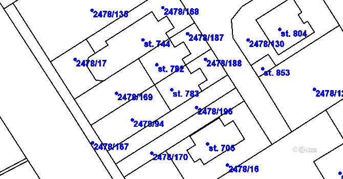 Parcela st. 783 v KÚ Horní Cerekev, Katastrální mapa