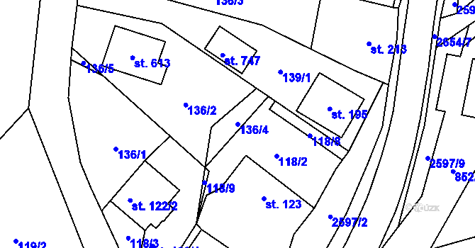 Parcela st. 136/4 v KÚ Horní Cerekev, Katastrální mapa
