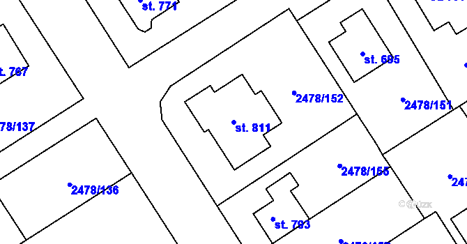 Parcela st. 811 v KÚ Horní Cerekev, Katastrální mapa
