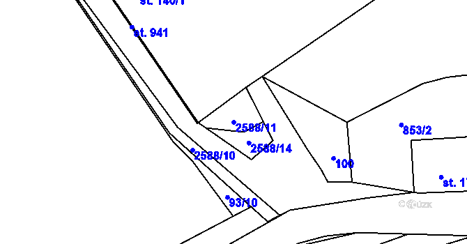 Parcela st. 2588/11 v KÚ Horní Cerekev, Katastrální mapa