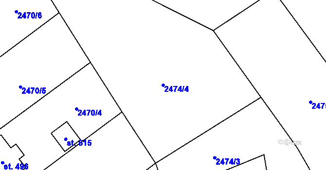 Parcela st. 2474/4 v KÚ Horní Cerekev, Katastrální mapa