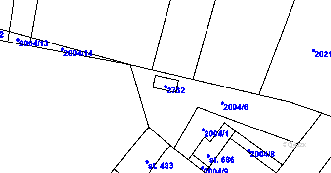 Parcela st. 2732 v KÚ Horní Cerekev, Katastrální mapa