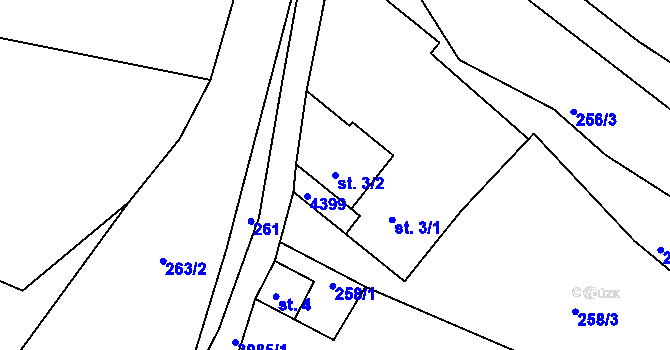 Parcela st. 3/2 v KÚ Horní Čermná, Katastrální mapa