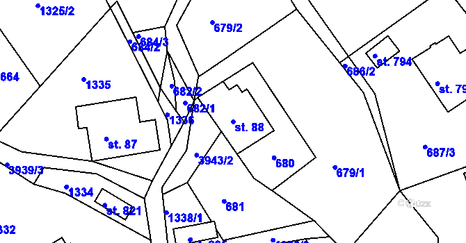Parcela st. 88 v KÚ Horní Čermná, Katastrální mapa
