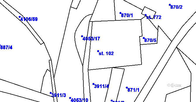 Parcela st. 102 v KÚ Horní Čermná, Katastrální mapa