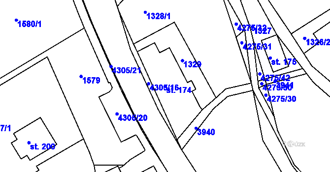 Parcela st. 174 v KÚ Horní Čermná, Katastrální mapa