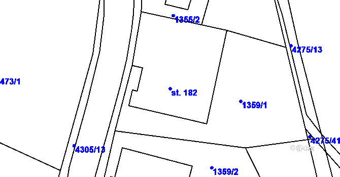 Parcela st. 182 v KÚ Horní Čermná, Katastrální mapa