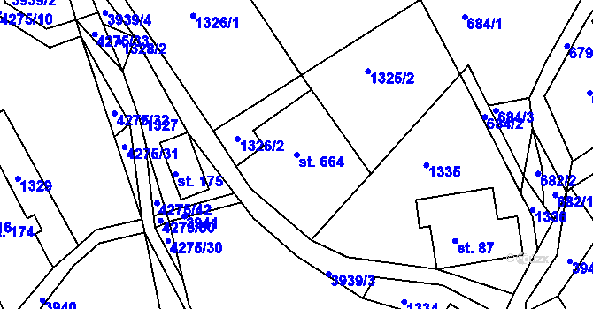 Parcela st. 664 v KÚ Horní Čermná, Katastrální mapa