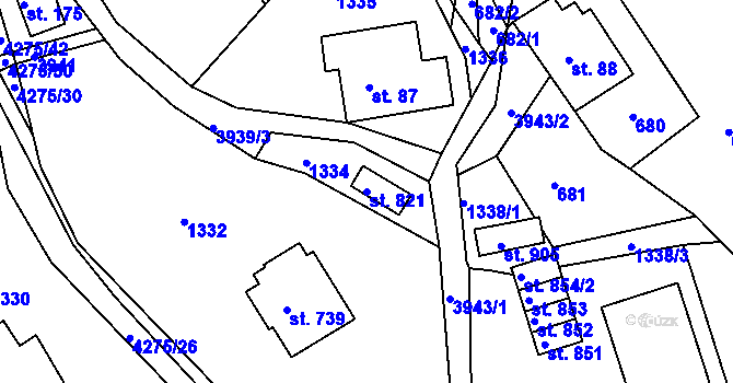Parcela st. 821 v KÚ Horní Čermná, Katastrální mapa