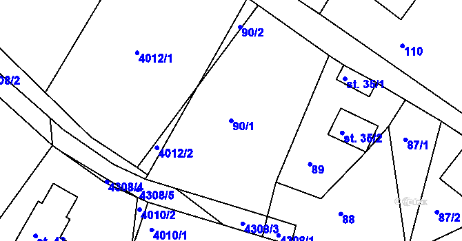 Parcela st. 90/1 v KÚ Horní Čermná, Katastrální mapa