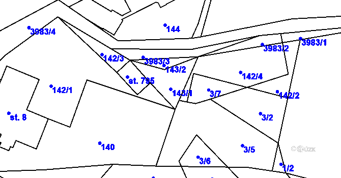 Parcela st. 143/1 v KÚ Horní Čermná, Katastrální mapa