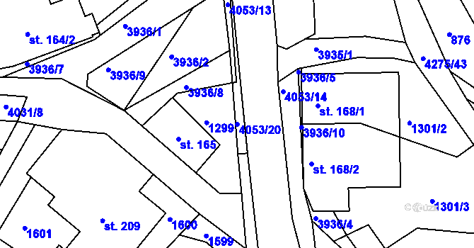 Parcela st. 4053/20 v KÚ Horní Čermná, Katastrální mapa