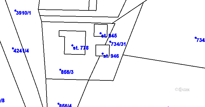 Parcela st. 946 v KÚ Horní Čermná, Katastrální mapa