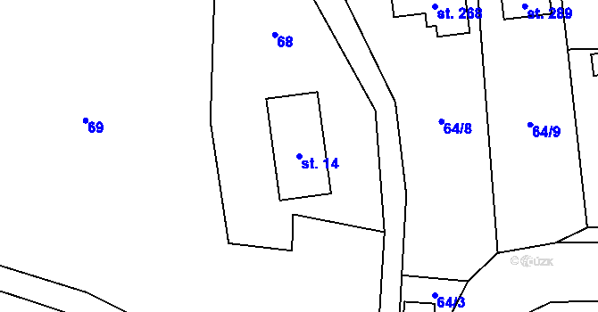 Parcela st. 14 v KÚ Nepomuky, Katastrální mapa