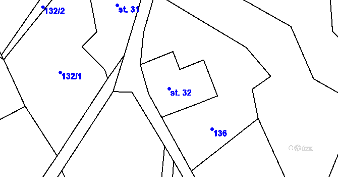 Parcela st. 32 v KÚ Nepomuky, Katastrální mapa