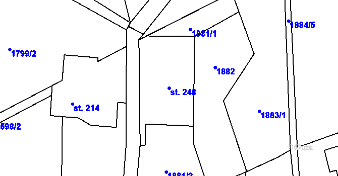 Parcela st. 248 v KÚ Nepomuky, Katastrální mapa