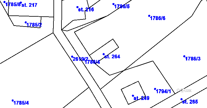 Parcela st. 264 v KÚ Nepomuky, Katastrální mapa