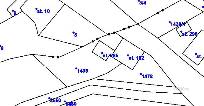 Parcela st. 285 v KÚ Nepomuky, Katastrální mapa