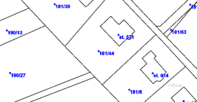 Parcela st. 181/44 v KÚ Horní Datyně, Katastrální mapa