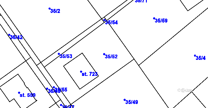 Parcela st. 35/52 v KÚ Horní Datyně, Katastrální mapa