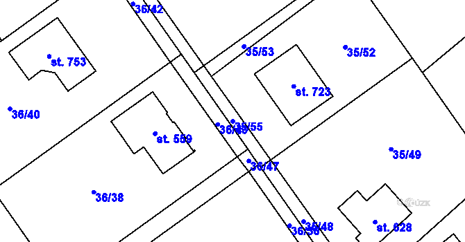 Parcela st. 35/55 v KÚ Horní Datyně, Katastrální mapa