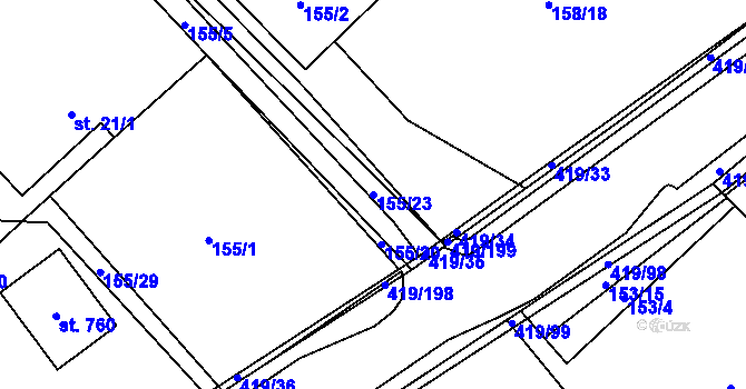 Parcela st. 155/23 v KÚ Horní Datyně, Katastrální mapa