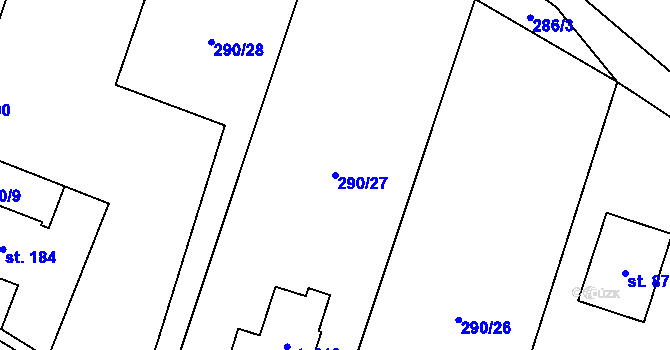Parcela st. 290/27 v KÚ Horní Datyně, Katastrální mapa
