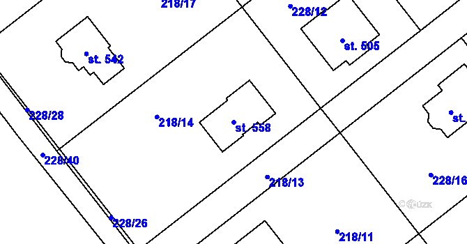 Parcela st. 558 v KÚ Horní Datyně, Katastrální mapa