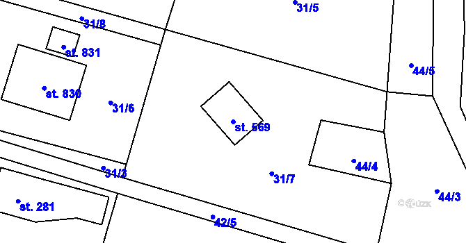 Parcela st. 569 v KÚ Horní Datyně, Katastrální mapa