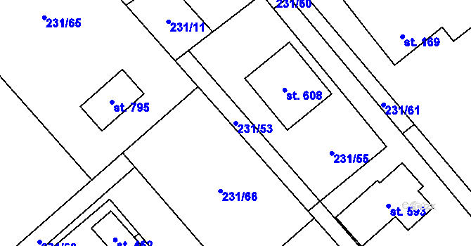Parcela st. 231/53 v KÚ Horní Datyně, Katastrální mapa