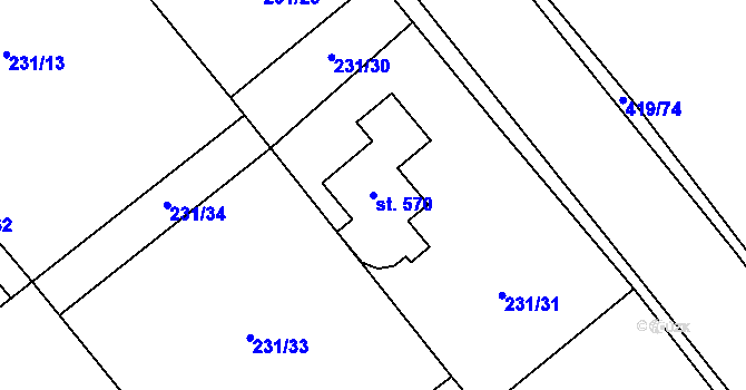 Parcela st. 570 v KÚ Horní Datyně, Katastrální mapa