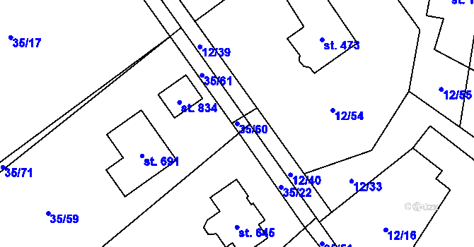 Parcela st. 35/60 v KÚ Horní Datyně, Katastrální mapa