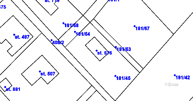 Parcela st. 576 v KÚ Horní Datyně, Katastrální mapa