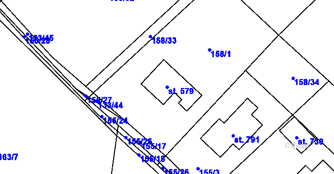 Parcela st. 579 v KÚ Horní Datyně, Katastrální mapa
