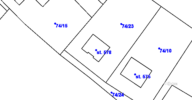 Parcela st. 578 v KÚ Horní Datyně, Katastrální mapa