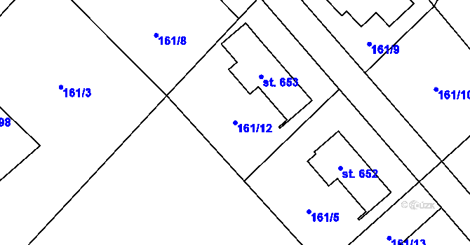 Parcela st. 161/12 v KÚ Horní Datyně, Katastrální mapa
