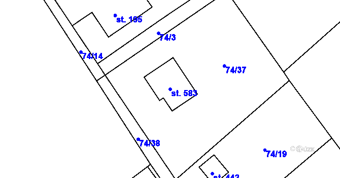 Parcela st. 583 v KÚ Horní Datyně, Katastrální mapa