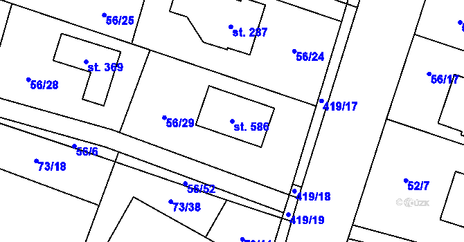 Parcela st. 586 v KÚ Horní Datyně, Katastrální mapa