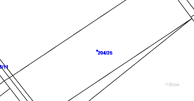 Parcela st. 204/25 v KÚ Horní Datyně, Katastrální mapa