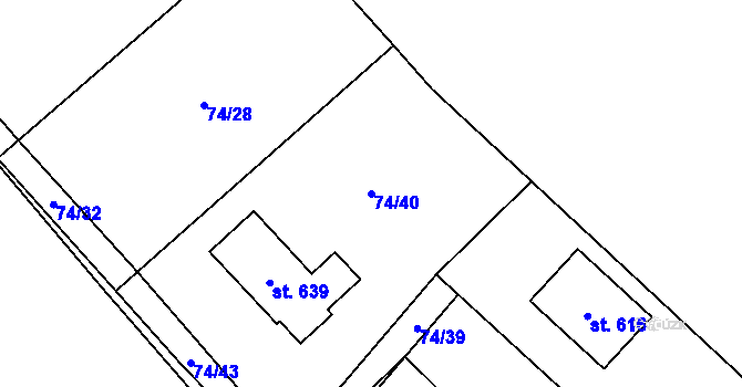 Parcela st. 74/40 v KÚ Horní Datyně, Katastrální mapa