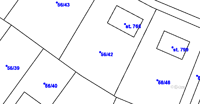 Parcela st. 56/42 v KÚ Horní Datyně, Katastrální mapa